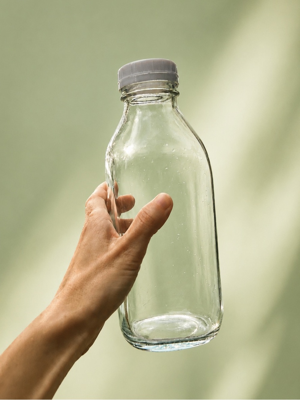 Set of 4 Glass Bottles with White Caps
